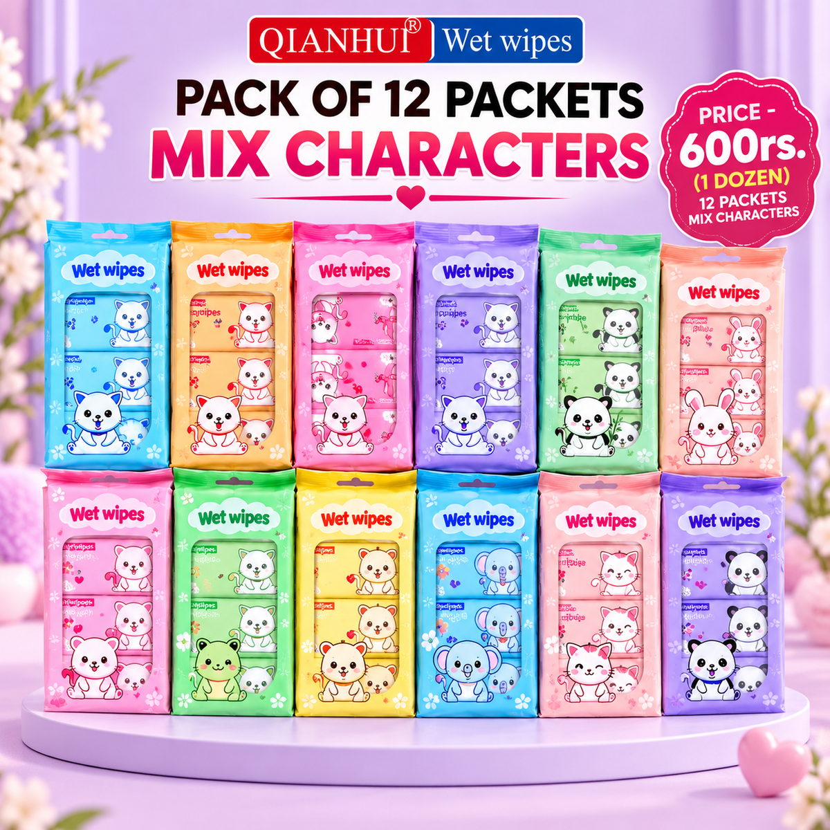 QIANHUI Wet Wipes (Pack of 12packs)