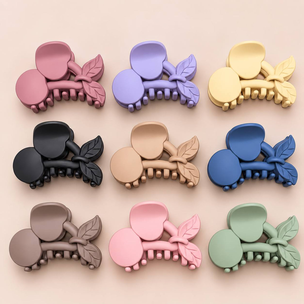 Matte Cherry Hair Claw (pack of 12)