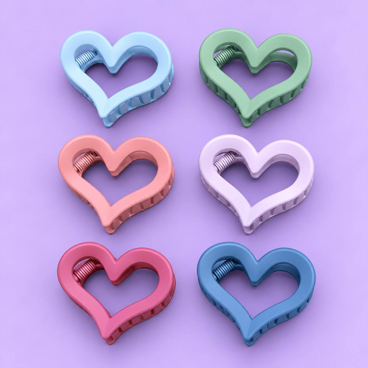 Matte Heart Shape Hair Claw (pack of 12)