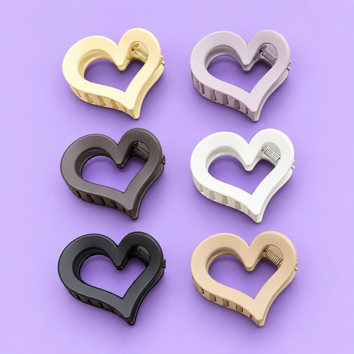 Matte Heart Shape Hair Claw (pack of 12)