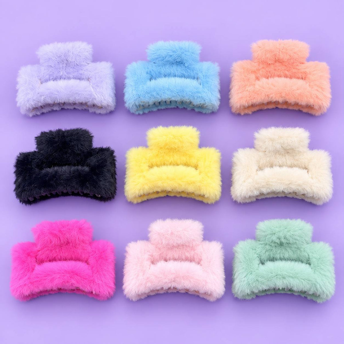 Rectangular Fur Hair Claw (pack of 12)