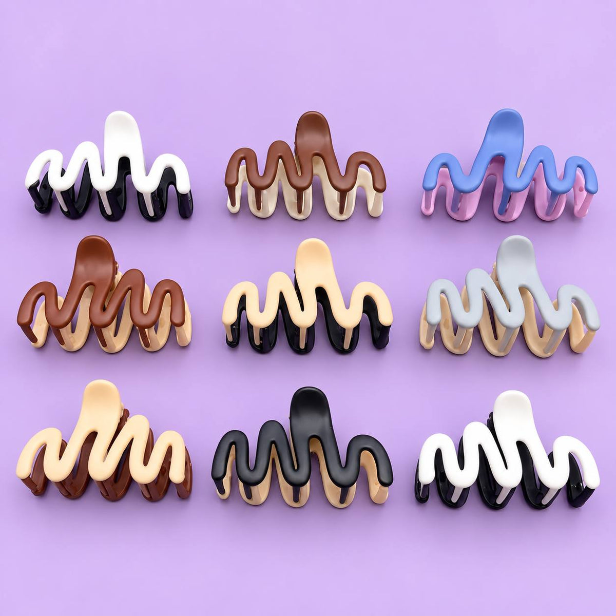 Zig-Zag Dual Colour Hair Claw (pack of 12)