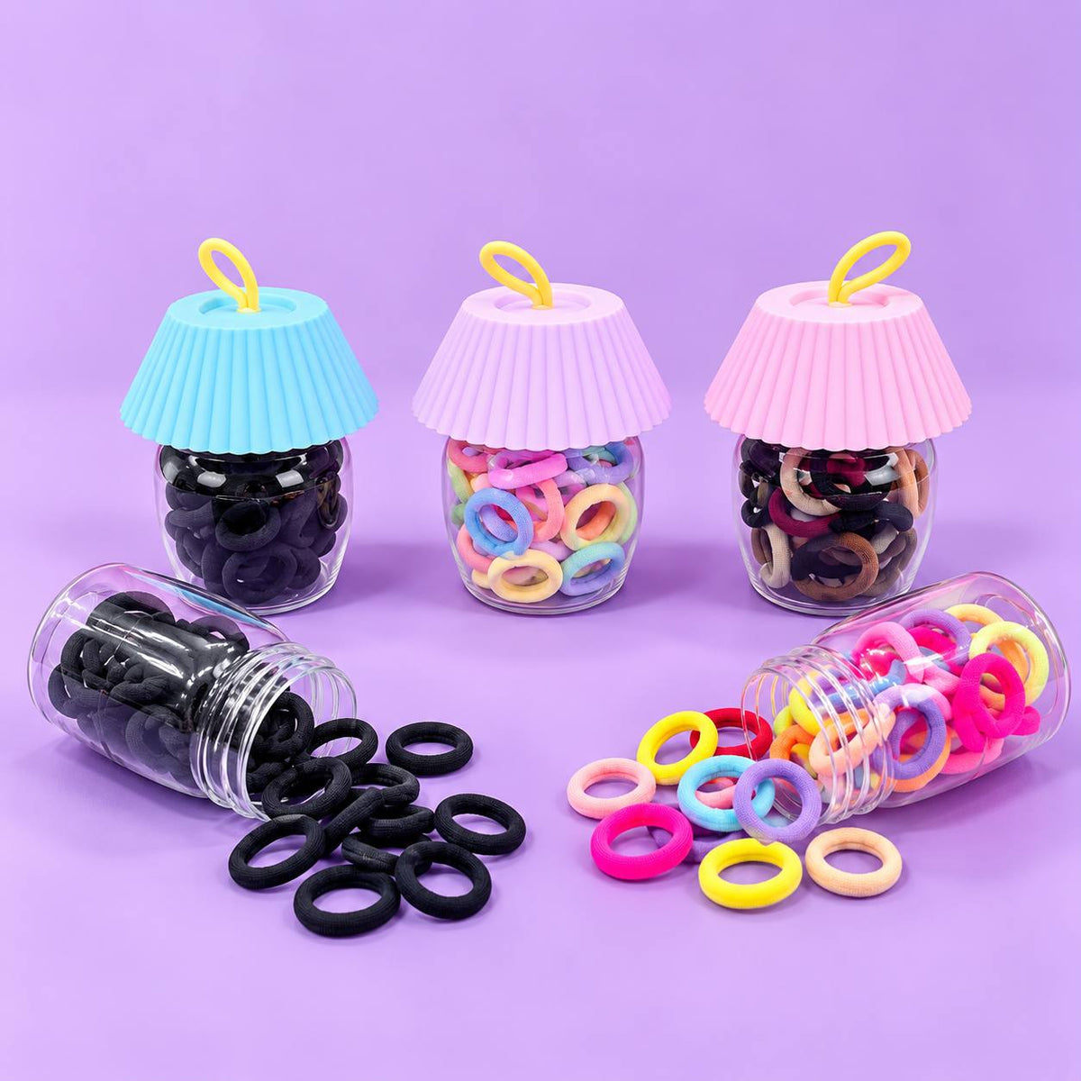 Cute Jar Hair Ties (pack of 12 jars)