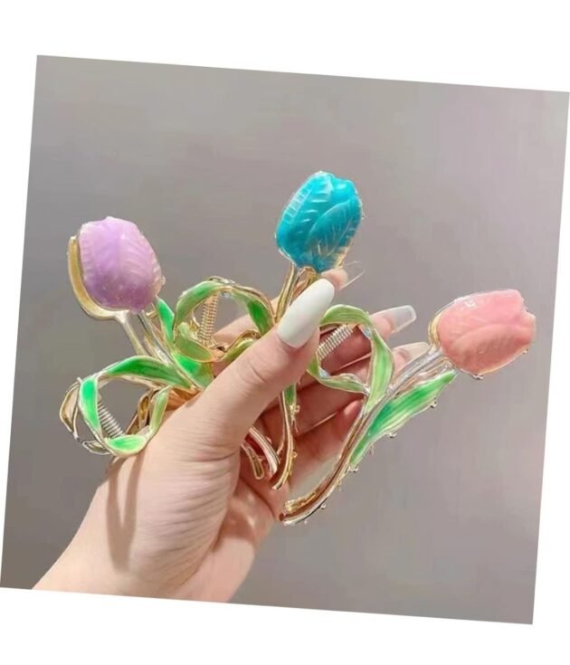 Korean Tulip Metal Hair Claw (Pack Of 6)