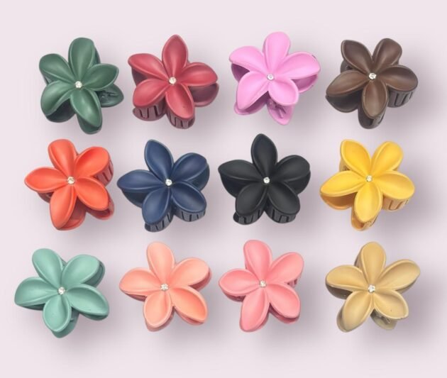 Fancy Flower Claw With Stone (Pack of 12)