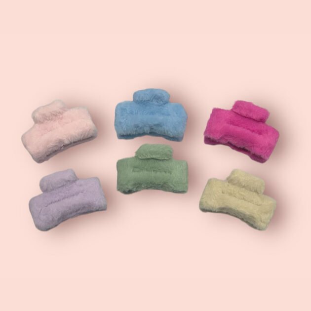 Rectangle Fur Hair Claw (Pack of 12)