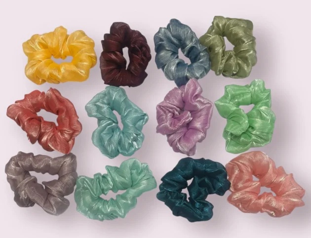 Big Size Tissue Fabric Scrunchie (Pack Of 12)