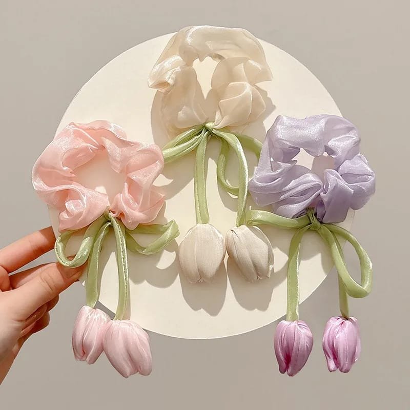 Tulip Korean Scrunchies (Pack of 12)