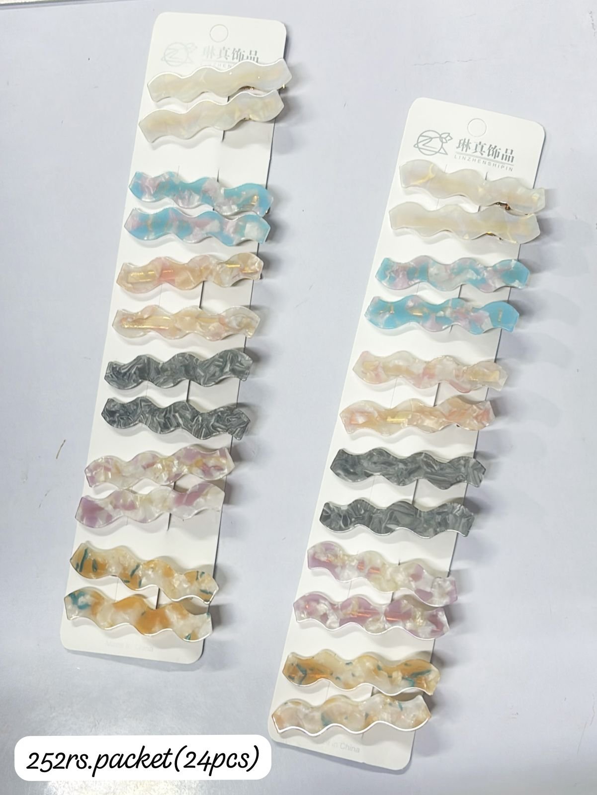 TRENDY ZIG ZAG HAIR CLIPS (PACK OF 24)