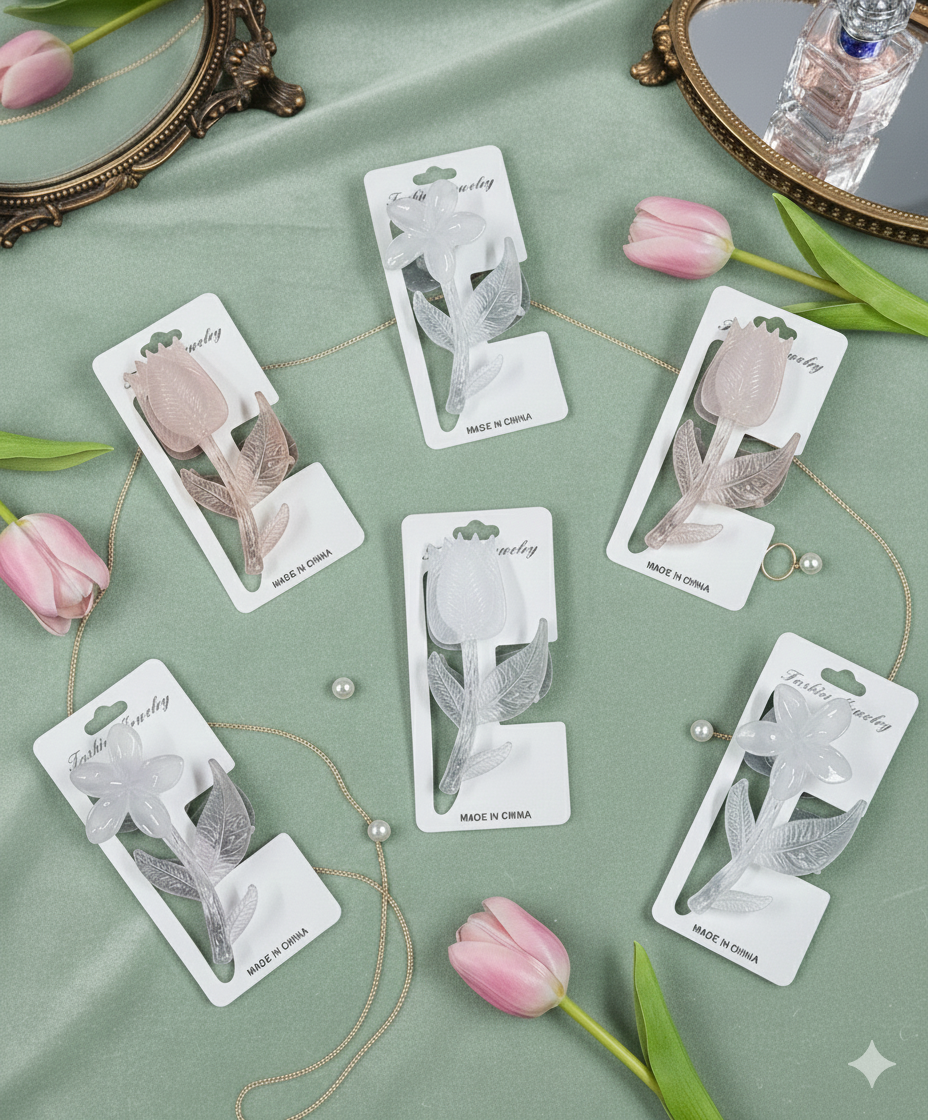 TRENDY TRANSPARENT FLOWER CLAWS (PACK OF 12)