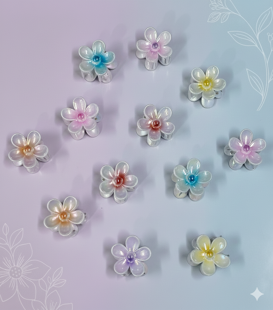 SMALL SIZE SHINY FLOWER CLAWS (PACK OF 12)