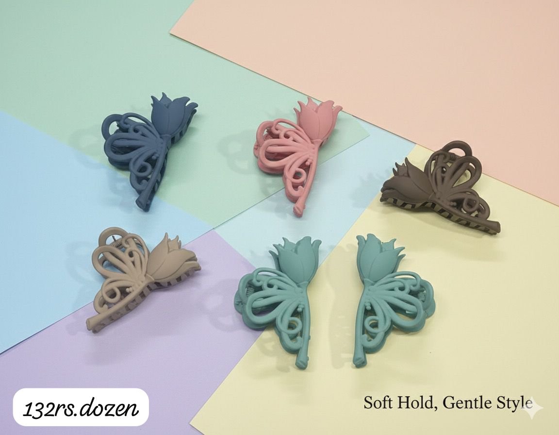 MEDIUM SIZE UNIQUE DESIGN TULIP HAIR CLAWS (PACK OF 12)