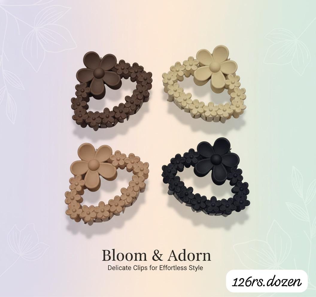 TRENDY MEDIUM SIZE CLAWS WITH SMALL FLORAL DESIGN