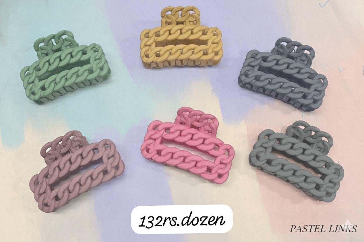 MEDIUM SIZE TRENDY CHAIN DESIGN CLAWS (PACK OF 12)