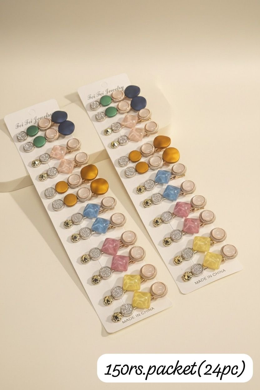 Korean Hair Clips (Pack Of 24pcs)