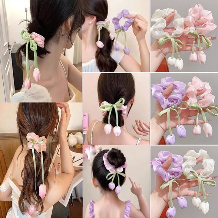 Trendy Tulip Scrunchies (Pack of 12) - Image 2
