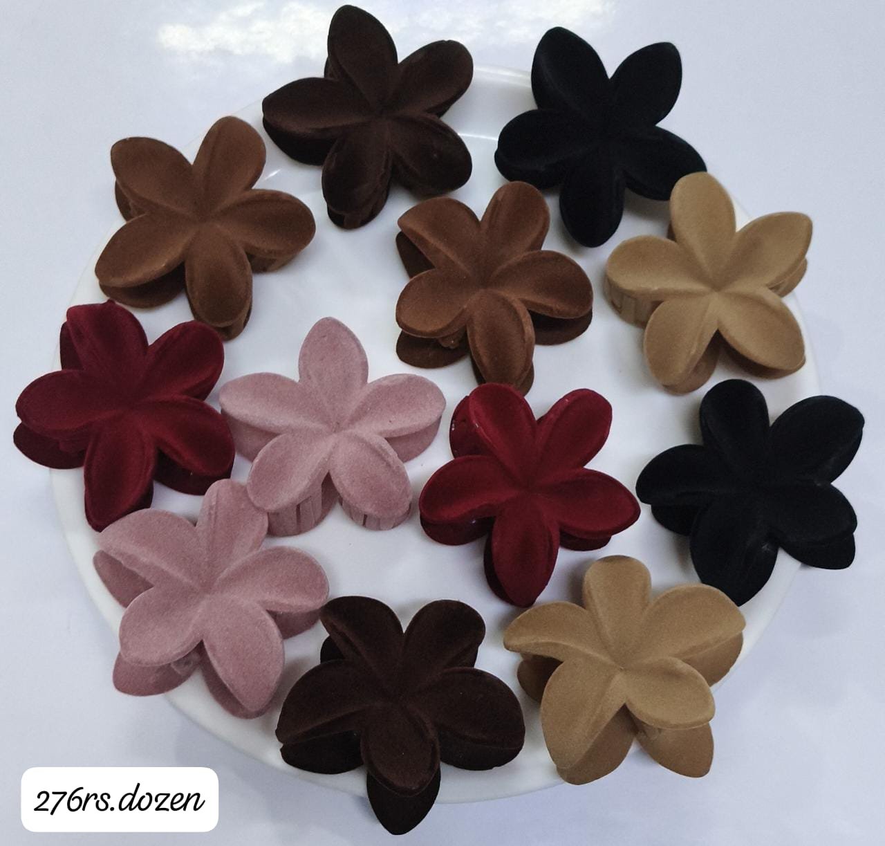 BIG SIZE VELVET HAIR CLAWS (PACK OF 12)