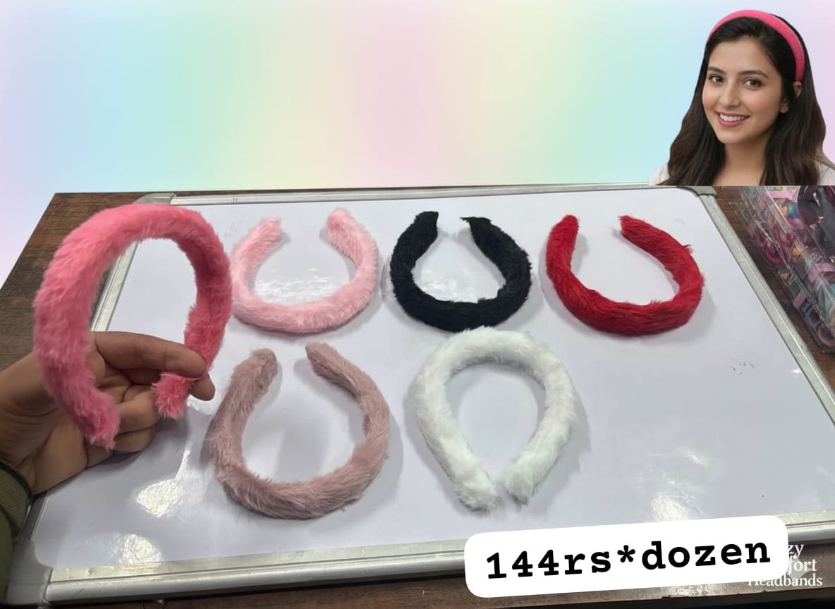 TRENDY FUR HAIRBANDS (PACK OF 12)