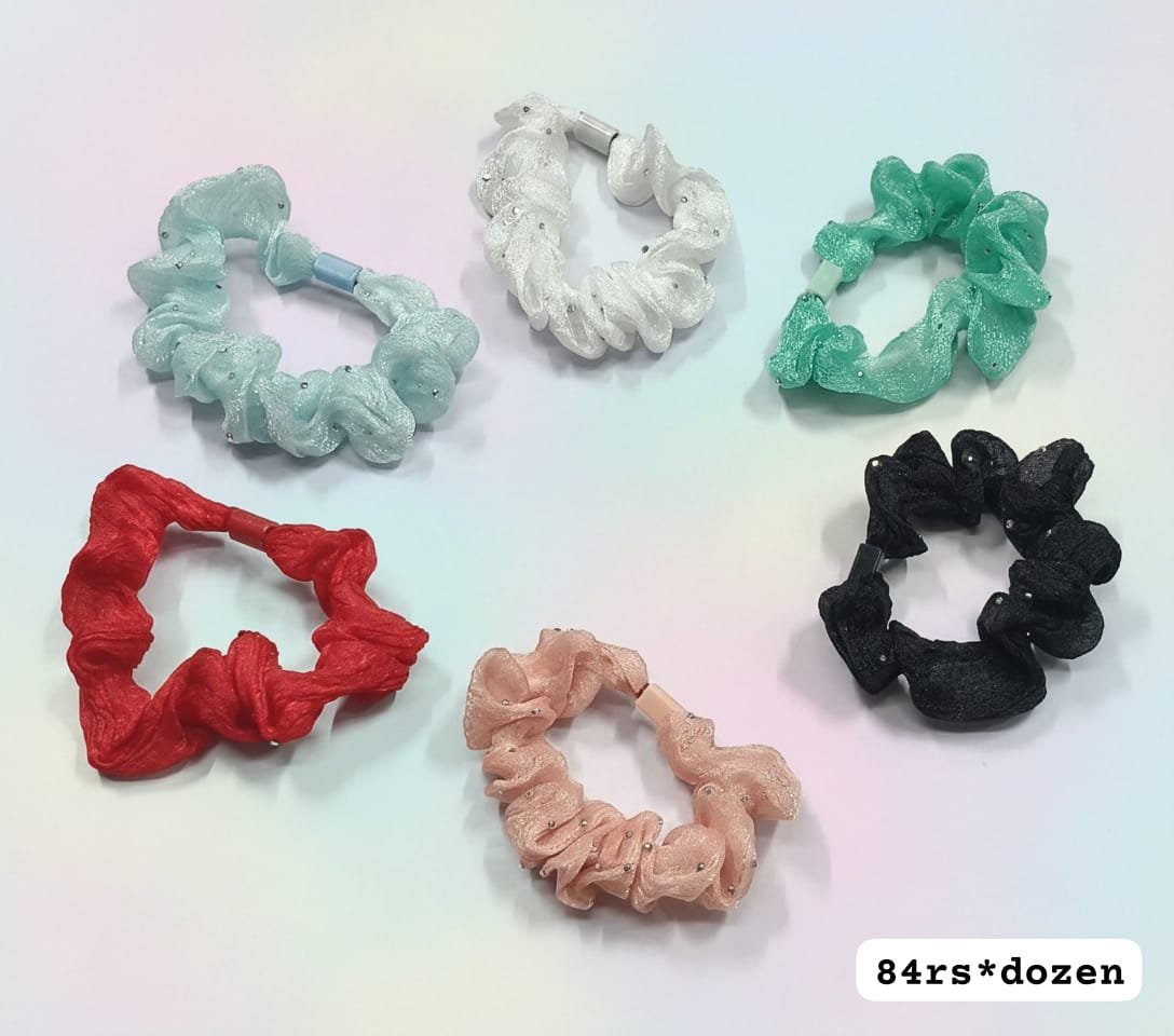 TRENDY ORGANZA SCRUNCHIES (PACK OF 12)