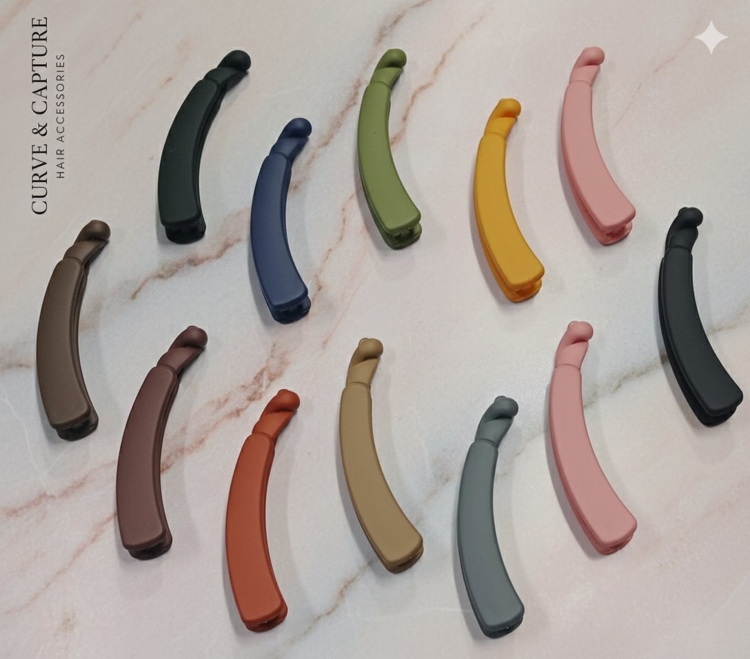 MULTICOLOR MEDIUM SIZE BANANA CLIPS (PACK OF 12)