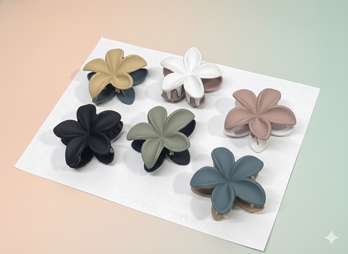 Big Size Dual Colour Flower Claw (Pack OF 12)