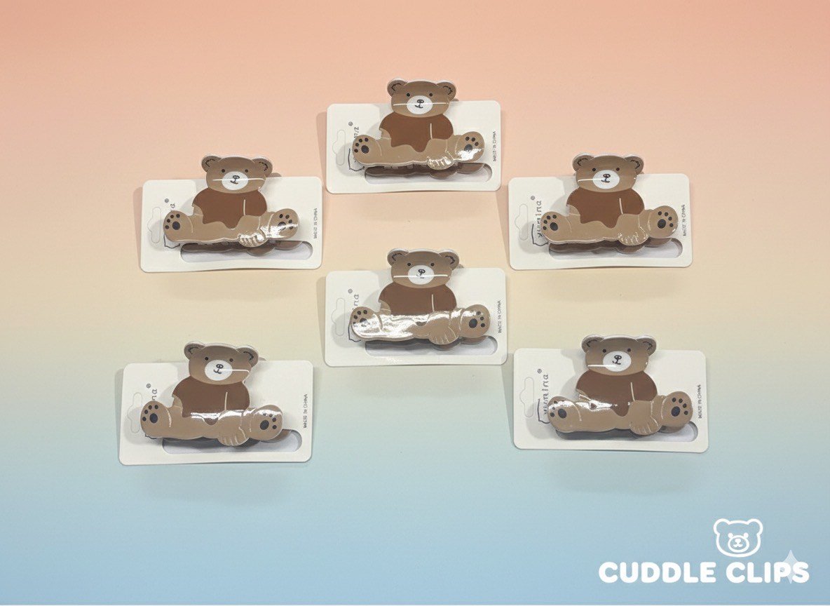 KOREAN BEAR SHAPE HAIR CLAWS (PACK OF 12)