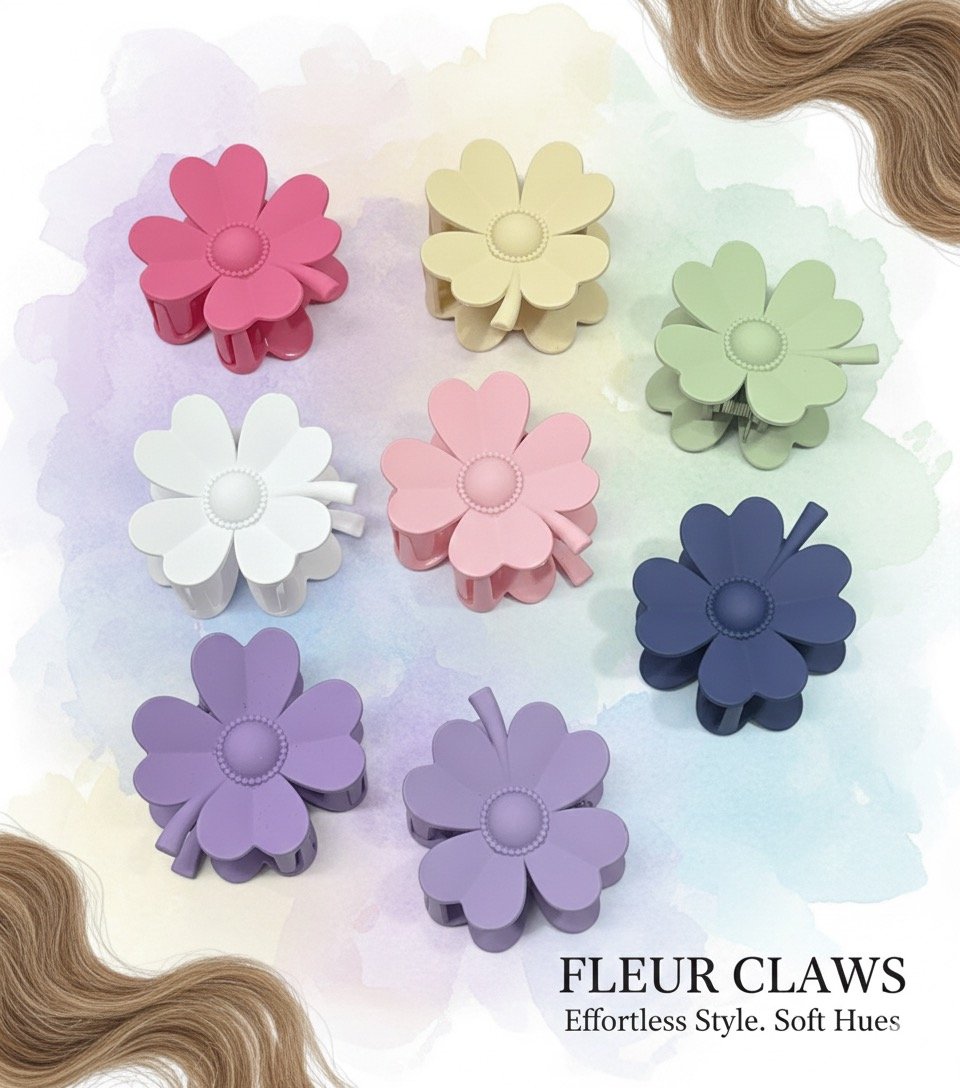 Korean Big Size Flower Hair Claw(Pack Of 12)