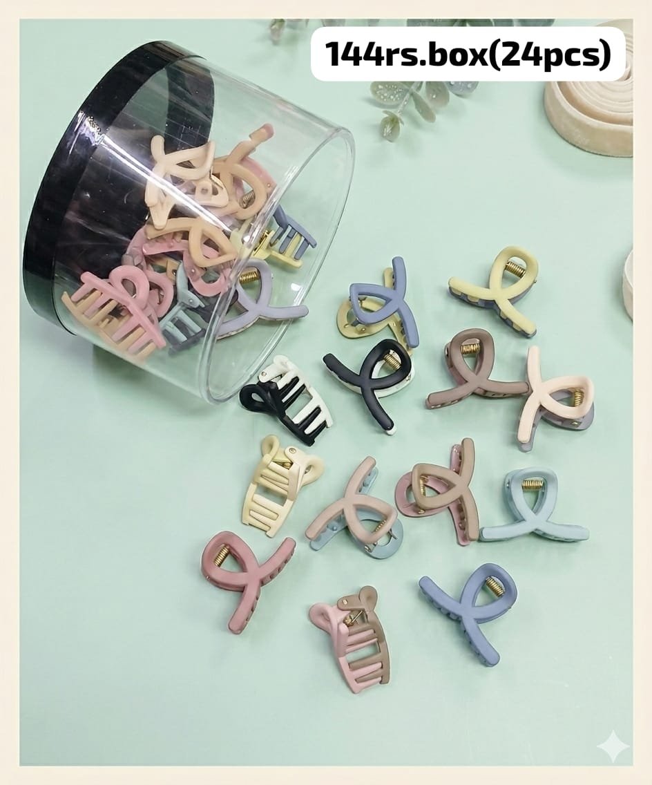 TRENDY DUAL COLOR T SHAPE CLAW CLIPS BOX (PACK OF 24)