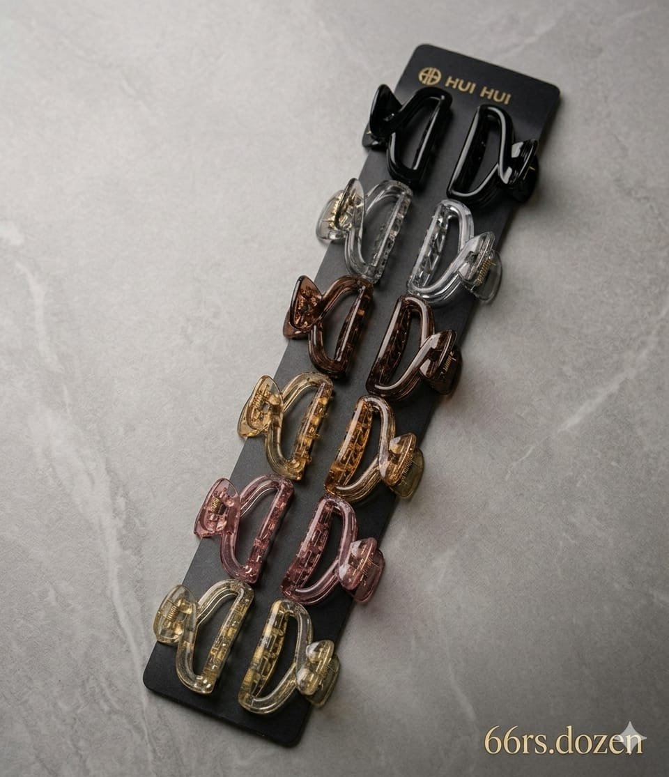 TRENDY TRANSPARENT D SHAPE CLAW CLIPS (PACK OF 12)