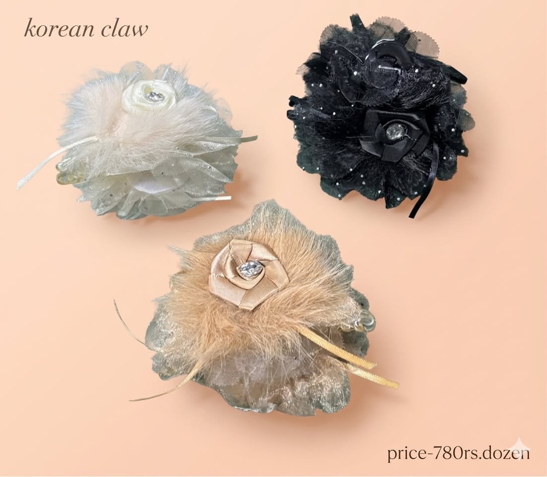 KOREAN PARTYWEAR HAIR CLAWS CLIPS (PACK OF 12)