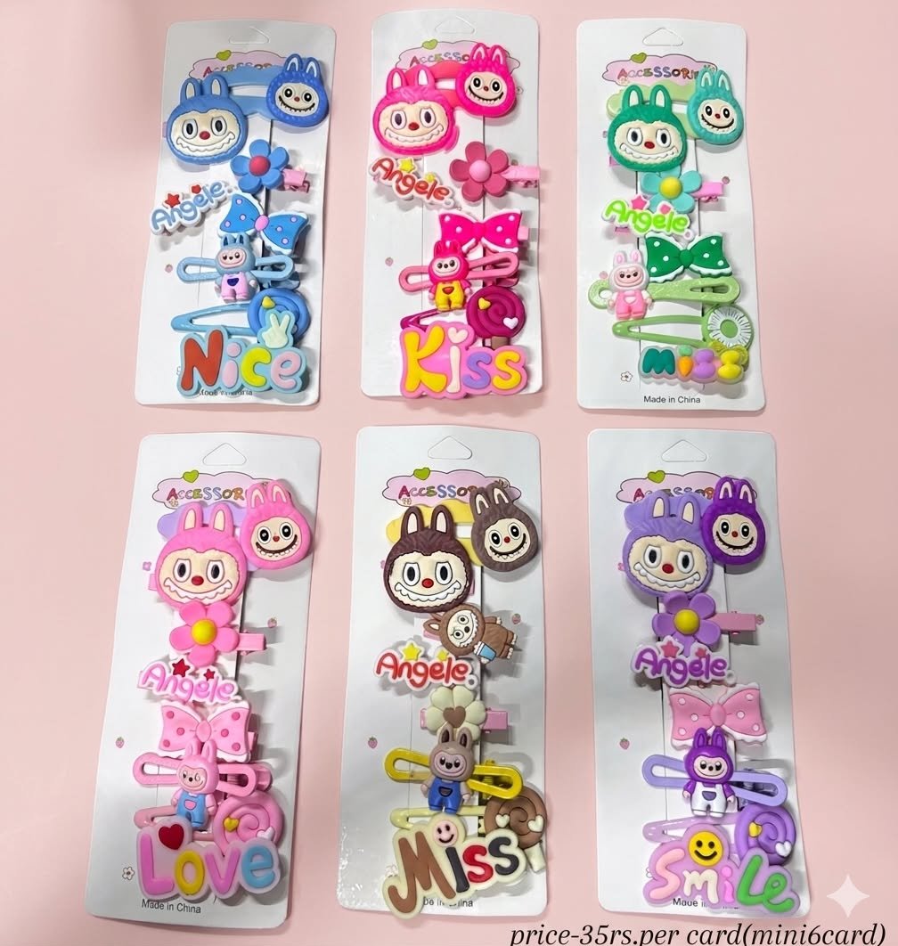 CUTE HAIR CLIPS COMBO SET (PACK OF 6 CARDS)