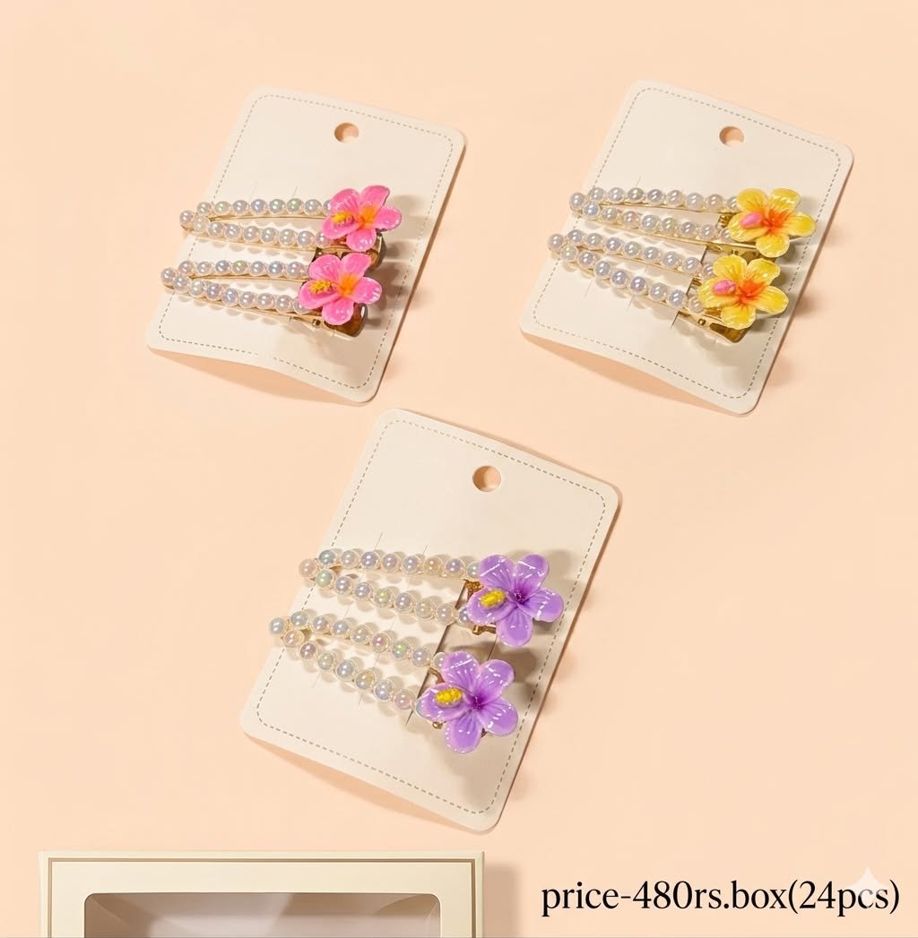 TRENDY PEARL HAIR CLIPS (PACK OF 12 CARDS)